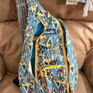 KAVU Patterned Sling Bag - Blue and Yellow